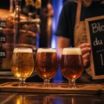 Bar à bière Lille : verres tulipe et fût pression pour dégustation