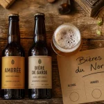 Biere artisanale nord : bouteilles et ardoise de dégustation