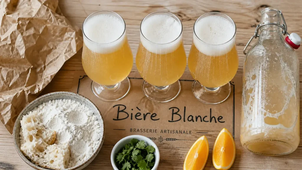 Bière blanche hauts-de-france, verres tulipe et bière trouble au blé