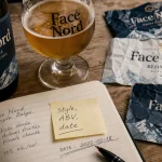 Bire face nord, verre dor, tiquettes et chantillons