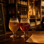 Bire Lille Fives dans un bar  Lille-Fives, verres et ardoise