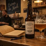 Brasserie artisanale du Nord : bouteille et verre au bar de bière