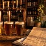 Brasserie croix : bar à bières avec verres de dégustation