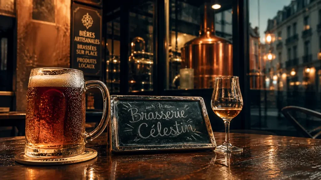 Brasserie de la paix Lille : chope et façade de brasserie, bière artisanale