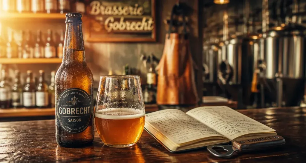 Brasserie Gobrecht : bière artisanale en verre et comptoir bois