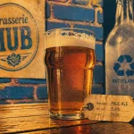 Brasserie hub à Roubaix : bière ambrée en intérieur