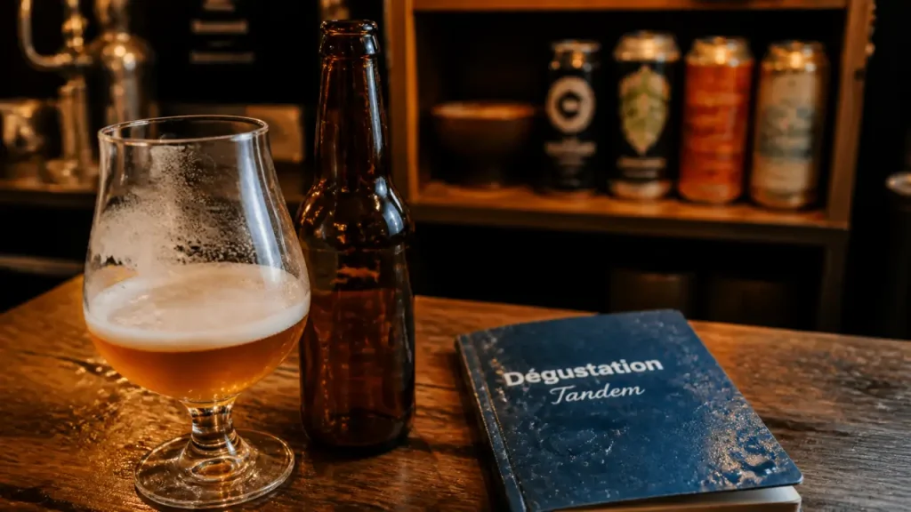 Brasserie tandem près de Lille : verre de bière artisanale en dégustation