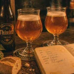 Brasserie Thiriez à Esquelbecq : verres de bière et houblon