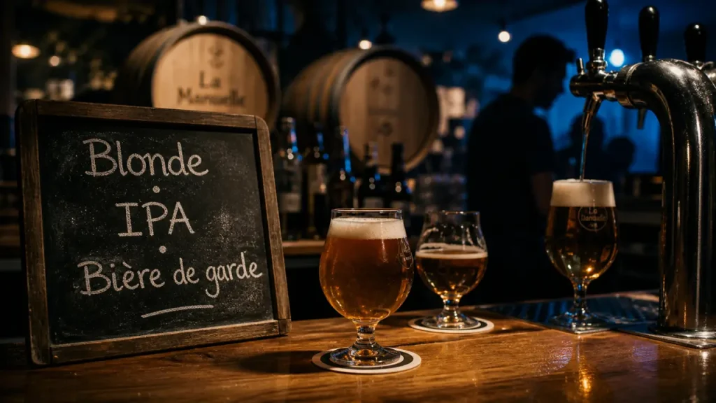 Brasserie Tourcoing : taproom, blonde et IPA, verres en tulipe