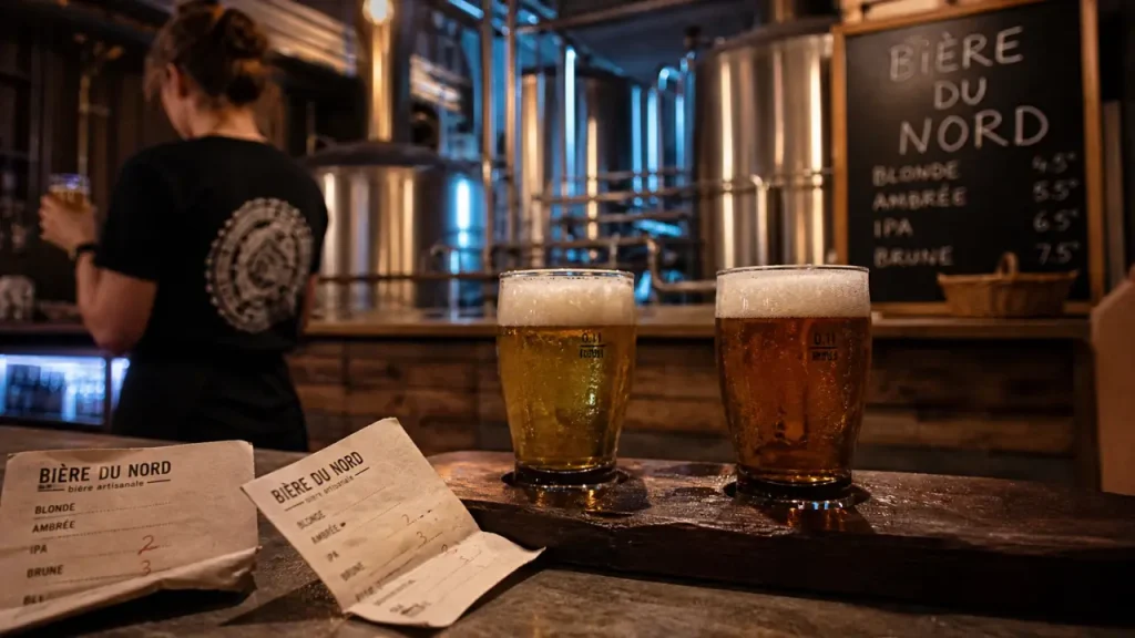 Brasserie valenciennes : verres à bière en dégustation sur place