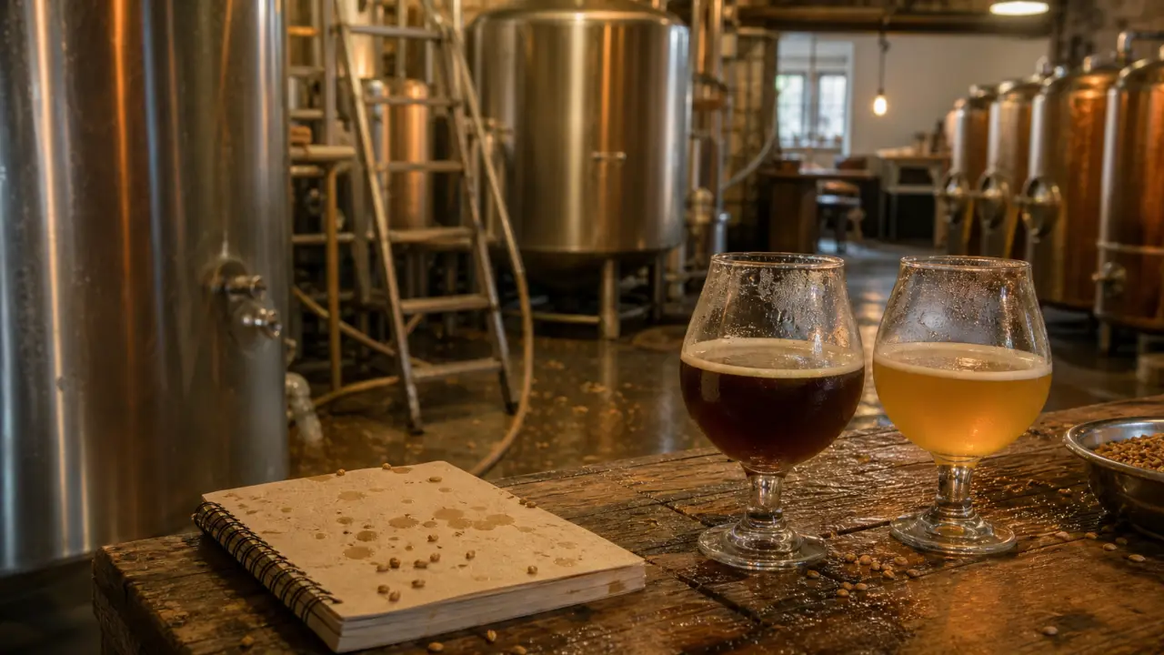 Brasseries artisanales nord : intérieur de brasserie artisanale, cuves et verres