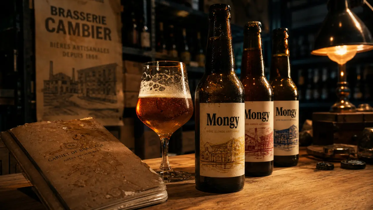 cambier lille : bouteilles Mongy et cave à bières