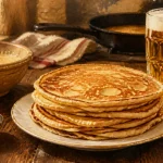 Crêpe du nord à la levure de boulanger et bière : crêpes moelleuses sur assiette blanche