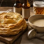 Crêpes du nord à la bière : pile de crêpes dorées à la bière artisanale