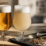 Difference biere blanche et blonde : bière blonde et bière blanche en verres tulipe