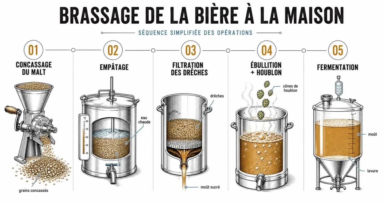 Fabriquer biere à la maison : étapes du brassage du malt à la fermentation