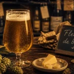 Fleur de bière nord à Lille : verre de blonde et houblon