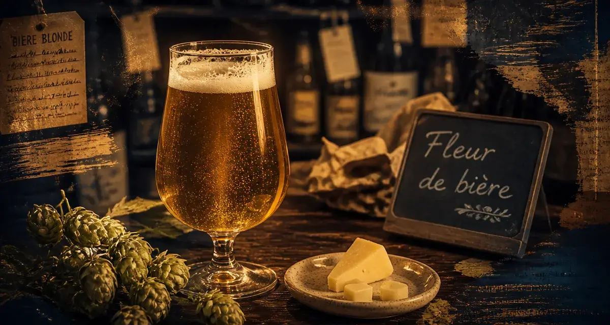 Fleur de bière nord à Lille : verre de blonde et houblon