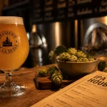 IPA lille : verre tulipe trouble avec houblons, à Lille