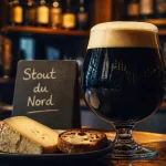 Stout nord en bar lillois : verre de stout noir et mousse dense
