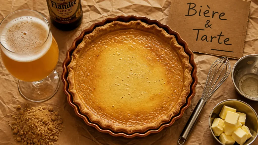 Tarte à la bière du nord blonde, cassonade et pâte dorée