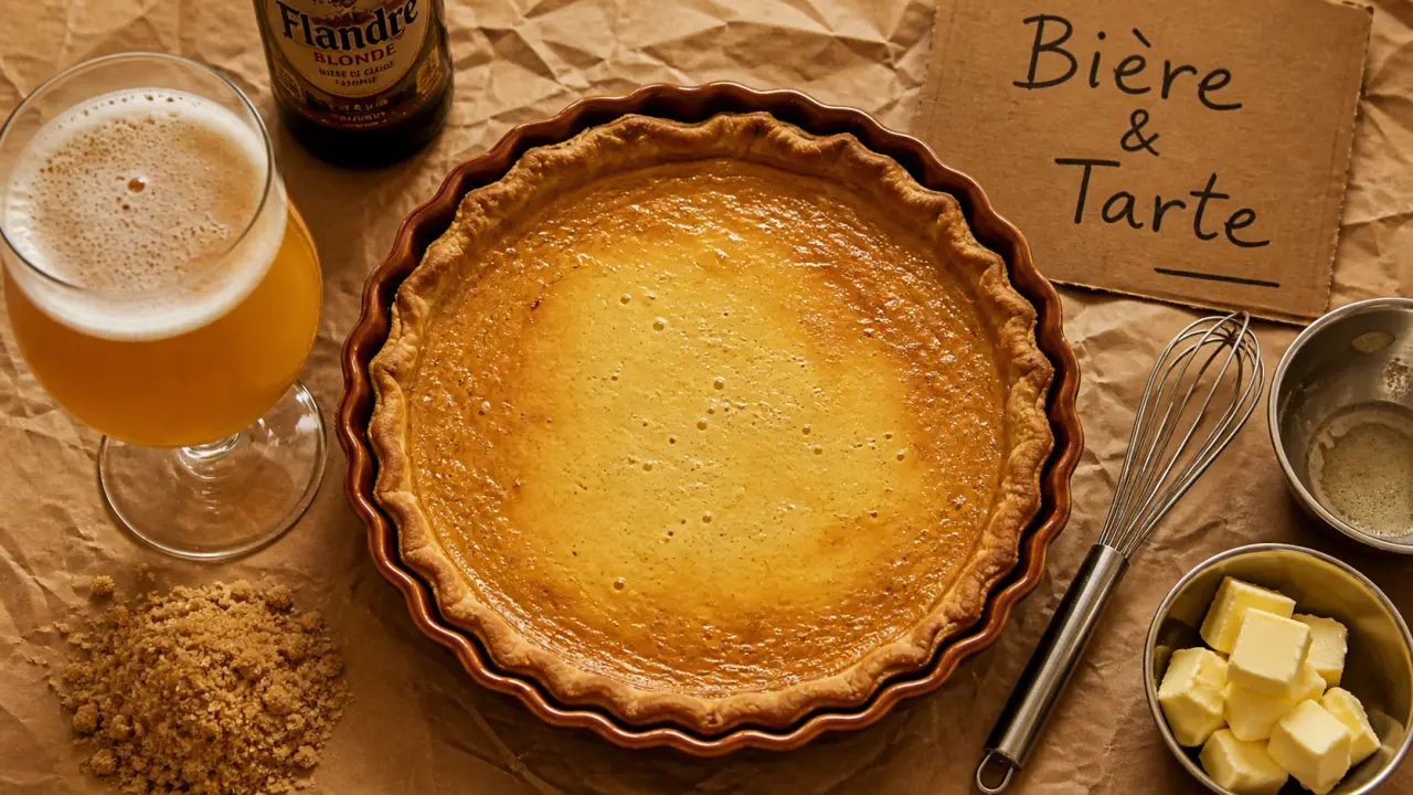 Tarte à la bière du nord blonde, cassonade et pâte dorée