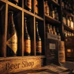 Achat bière Belgique frontière : casier de bières belges devant une boutique