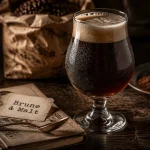 Bieres brunes, bière brune au malt et cacao sur table