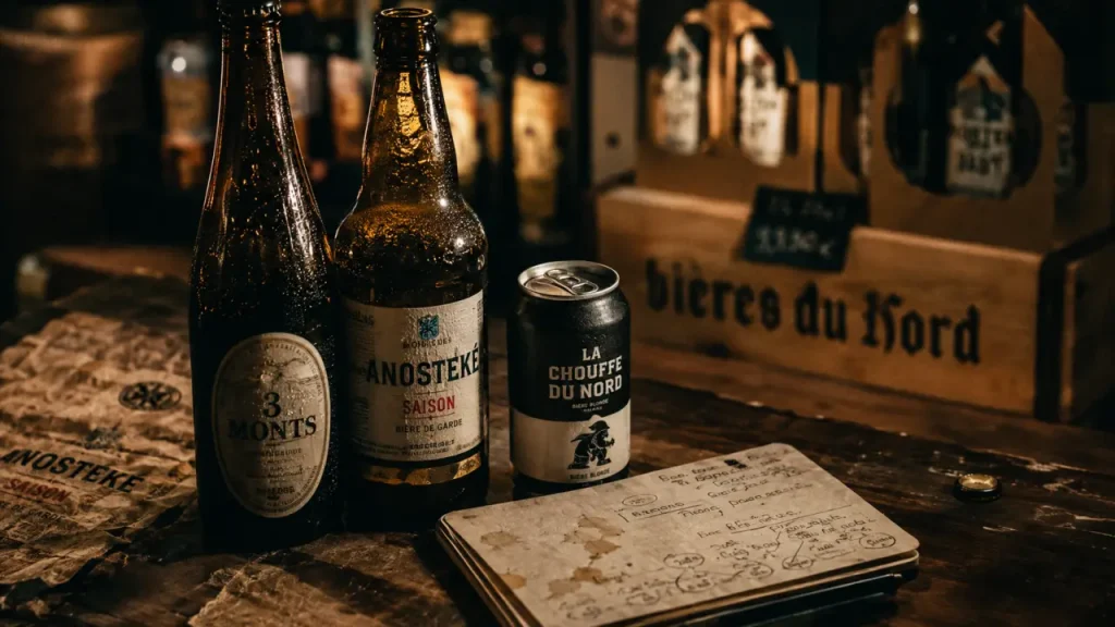Cave à bière à Lille : bouteilles locales et présentoir