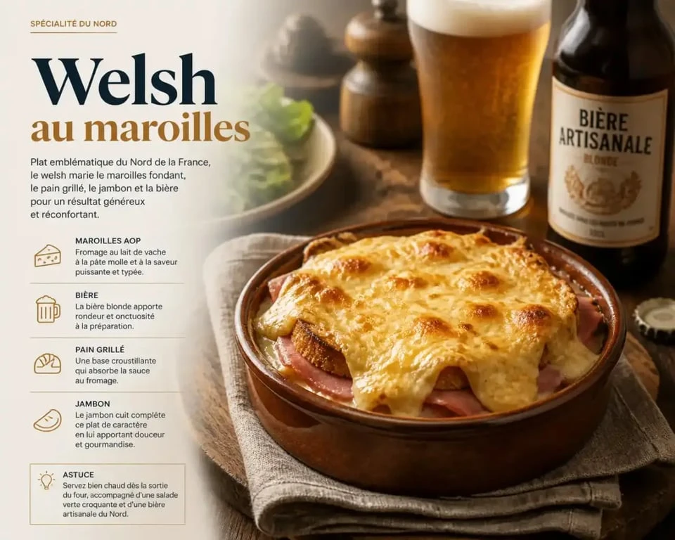 Un welsh au maroilles traditionnel, plat emblématique des meilleurs estaminets de Lille