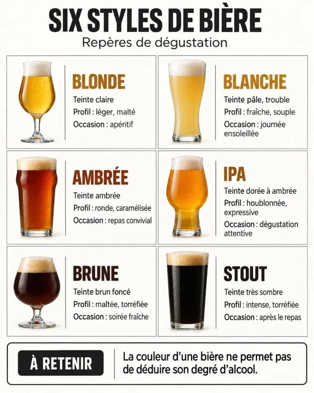 Styles de bière d’une brasserie artisanale de Vauclair et profils de dégustation