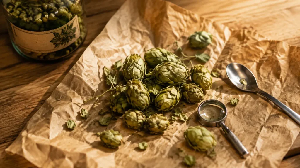 Houblon en cônes et pellets pour la bière