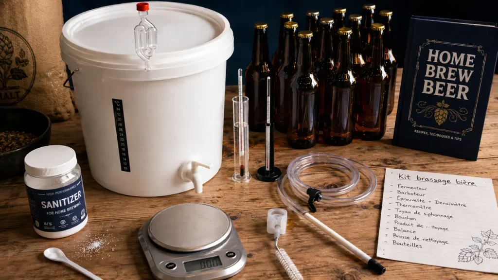 Kit brassage biere : matériel de brassage (seau, barboteur, densimètre)