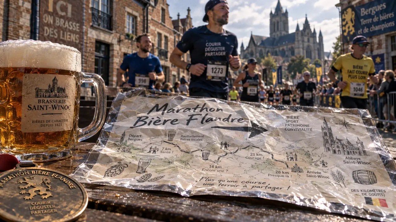 Marathon de la biere bergues : coureurs et bière, distances 10 13 21 42 km