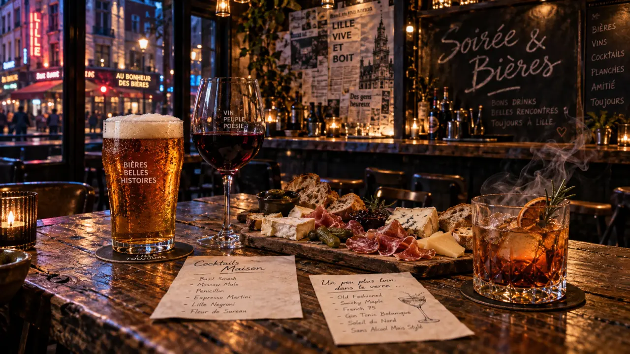 Meilleurs bars de Lille : verres bière et cocktails en bar lillois