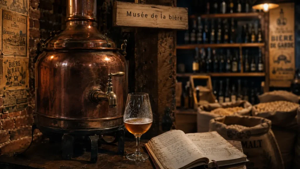 Musée de la bière nord : cuve en cuivre et verre, brasserie-musée