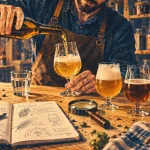Zythologie : verre tulipe et bière dorée à la dégustation