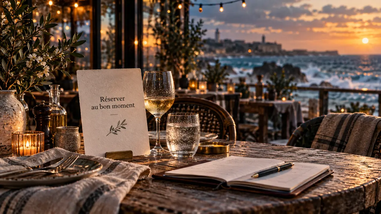 Brasserie Littoral Nord : réserver une table face à la mer, table et carte du jour